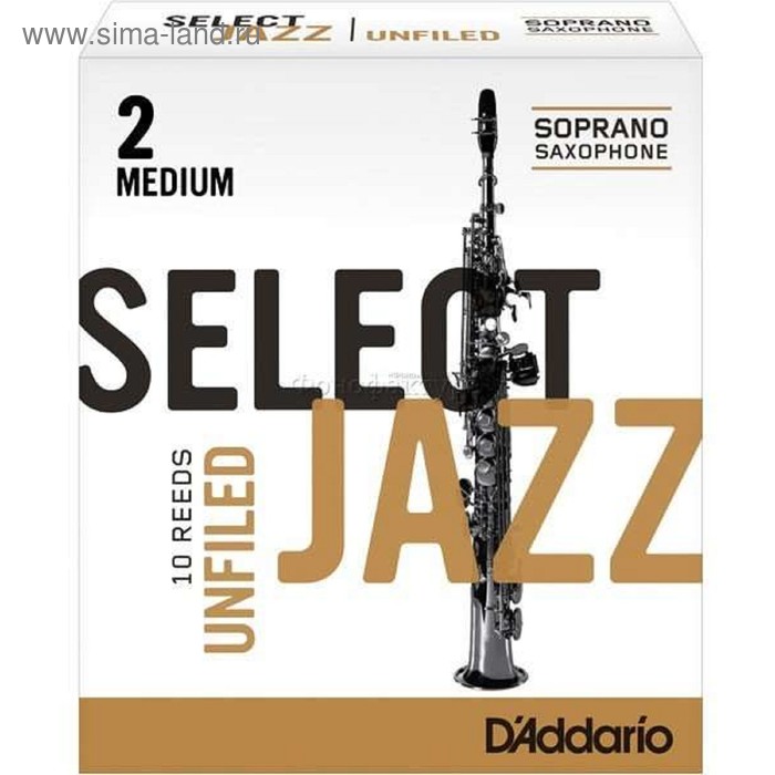 цена Трости Rico RRS10SSX2M Select Jazz Unfiled для саксофона сопрано, размер 2 (Medium), 10шт