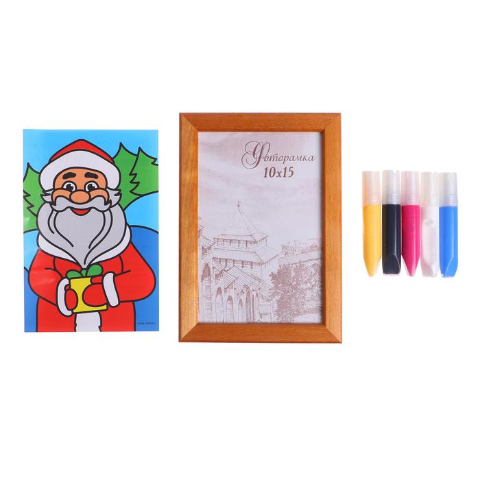 Витражная мини-картина «Дед Мороз с подарком»