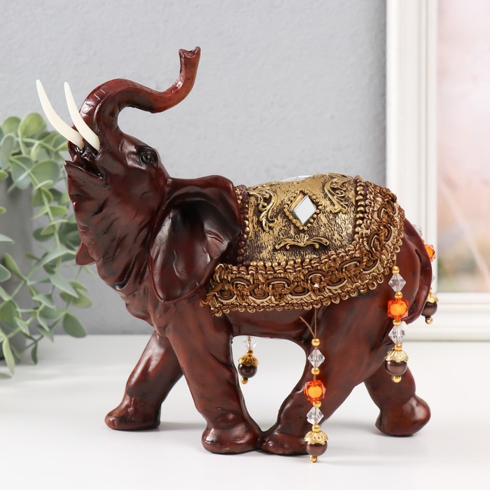 Сувенир полистоун  Слон с попоной с бахромой 20,5х17х8,5 см