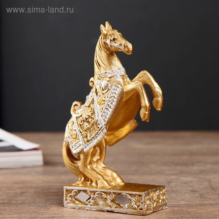 Сувенир полистоун Золотой конь на дыбах МИКС 12,5х8,3х3,8 см сувенир полистоун шахматная фигура конь золотой с чёрной гривой 19 5х10х8 см