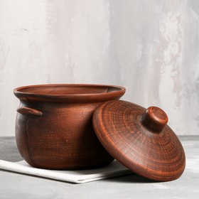 

Горшок духовой "Тыква", гладкий, с ручками, красная глина, 3.5 л