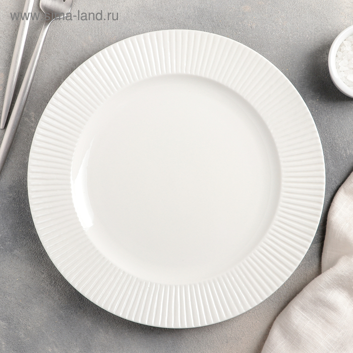Тарелка керамическая обеденная Доляна «Ламбруско», d=25 см, цвет белый тарелка керамическая обеденная доляна маки d 23 см цвет белый
