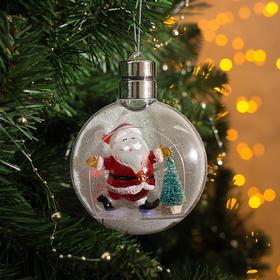 Ёлочный шар «Дед Мороз», батарейки, 5 LED, свечение тёплое белое Ош