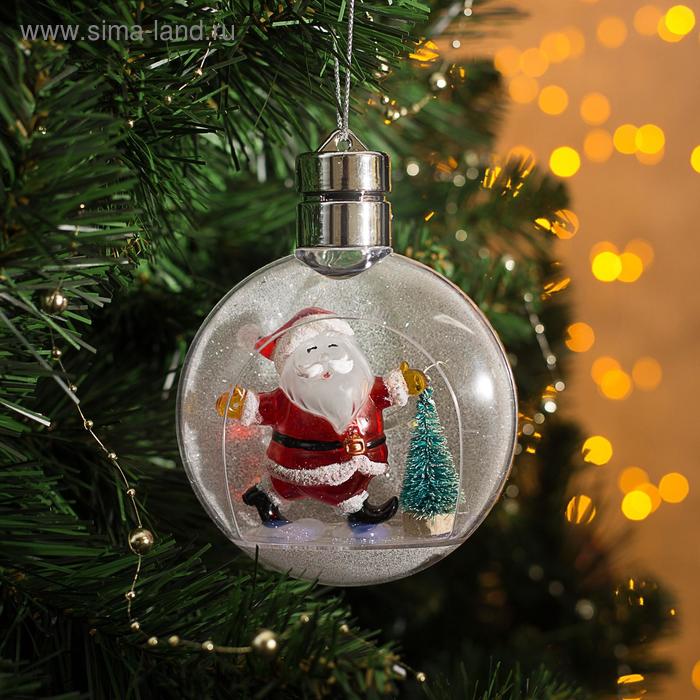 Ёлочный шар «Дед Мороз», батарейки, 5 LED, свечение тёплое белое printio ёлочный шар дед мороз выглядывает из печной трубы