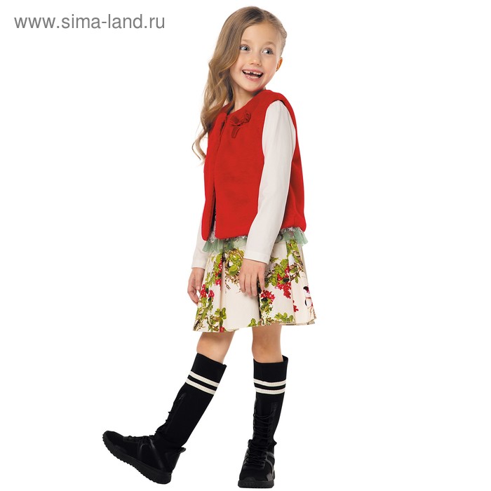 фото Жилет для девочек, рост 104 см, цвет красный карамелли