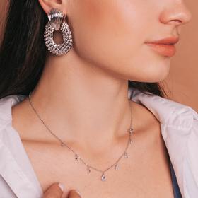 

Серьги металл "Ариэль" чешуйка, цвет серебро