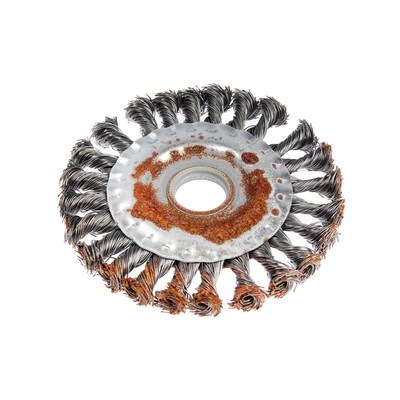 УЦЕНКА Щетка металлическая для УШМ LOM, крученая проволока, плоская, 22 мм, 125 мм