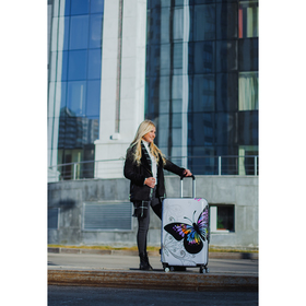 

Чемодан большой 28", отдел на молнии, кодовый замок, 4 колеса, цвет белый