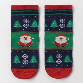 Носки детские «Дед Мороз», цвет зелёный, размер 14 16 Ош