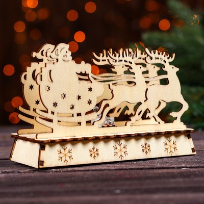 Новогодний декор с подсветкой "Упряжка" 9,5х5х14 см