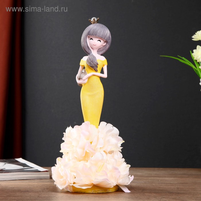 Сувенир полистоун Девушка в короне, платье русалка с цветочной юбкой МИКС 29,5х13х13 см
