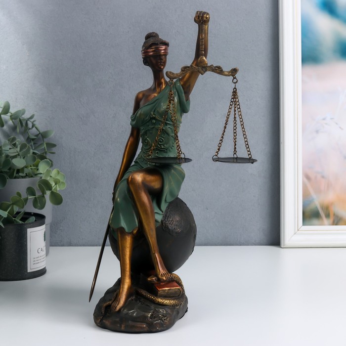 Сувенир полистоун Фемида-богиня правосудия на шаре 34х15х16 см статуэтка с часами veronese фемида богиня правосудия bronze ws 696