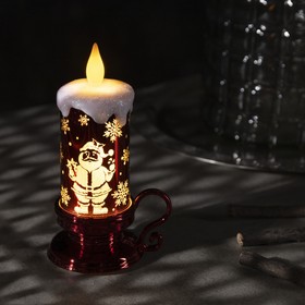Светодиодная фигура «Свеча с Дедом Морозом» 9 × 15 × 7 см, пластик, батарейки AG13х3, свечение тёплое белое Ош