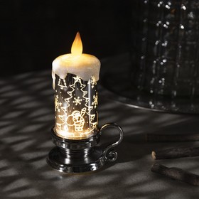 Светодиодная фигура «Свеча с ёлкой» 9 × 15 × 7 см, пластик, батарейки AG13х3, свечение тёплое белое Ош