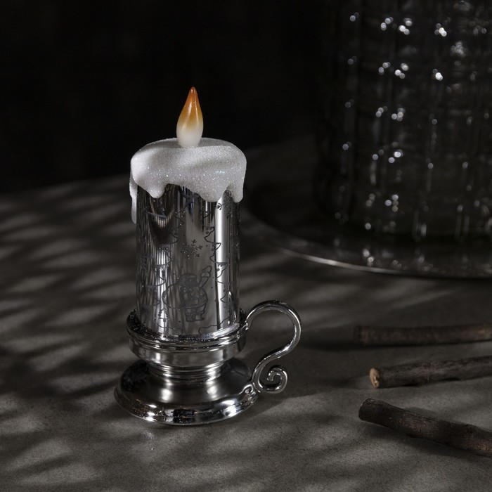 фото Светодиодная фигура «свеча с ёлкой» 9 × 15 × 7 см, пластик, батарейки ag13х3, свечение тёплое белое luazon lighting
