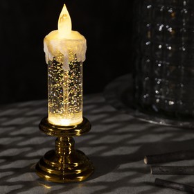 Светодиодная фигура «Свеча золотистая» 7 × 20 × 7 см, пластик, блёстки, батарейки АААх2 (не в комплекте), свечение тёплое белое Ош