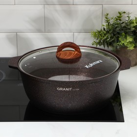 Кастрюля-жаровня Granit ultra, 5л, стеклянная крышка, цвет красный от Сима-ленд