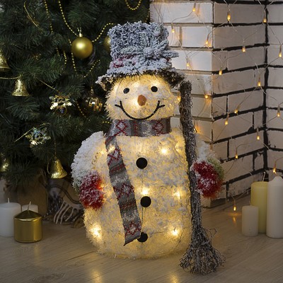 Фигура ткань "Снеговик в снегу" 50 см, 20 LED, (АА*3 шт.не в компл.)