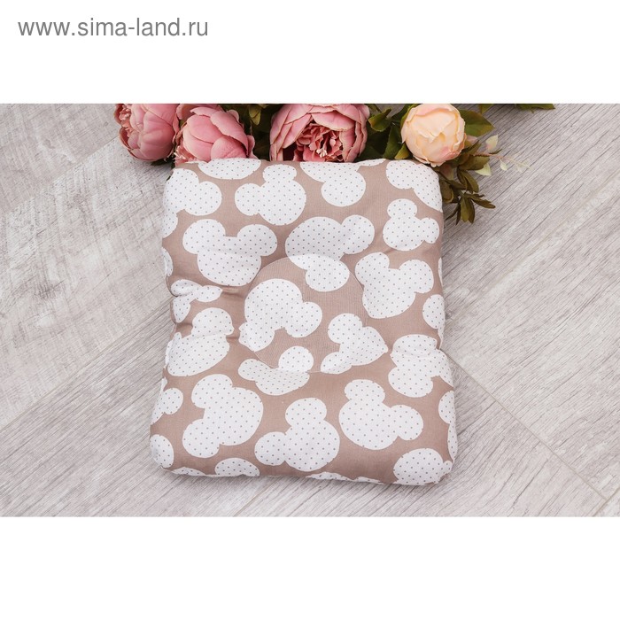 Подушка для кормления и сна baby joy, размер 26 × 28 см, принт мышонок цвет кофейный