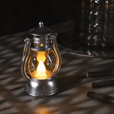 Фигура световая "Фонарь серебрянный", 12х6х8 см, от батареек (в компл.), Т-БЕЛЫЙ