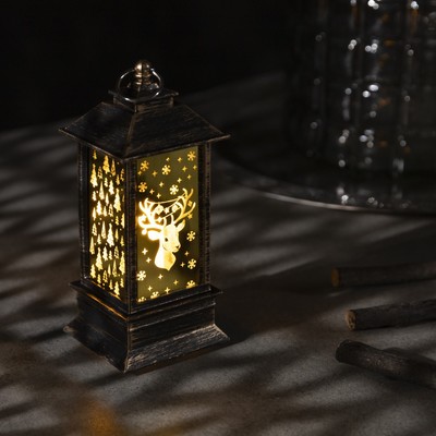 Фигура световая "Фонарь Олень новогодний", 12х6х6 см, от батареек (в компл.), Т-БЕЛЫЙ