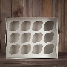 

Коробка на 12 капкейков "Ёлки бежевые", 32,5 х 25,5 х 10 см