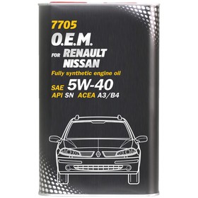 

Масло моторное MANNOL 5w40 син. Renault, Nissan, Infiniti 7705, 4 л пластик