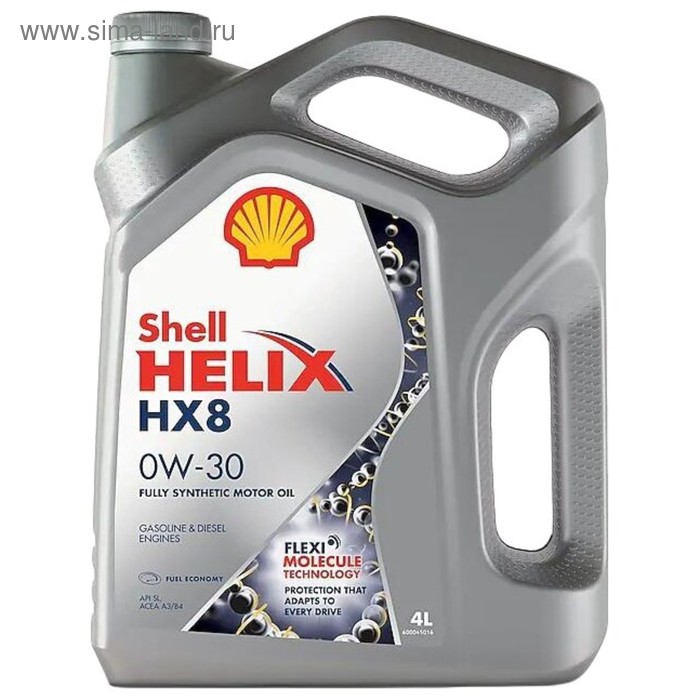 фото Моторное масло shell helix, 0w-30, hx8, 550050026, 4 л