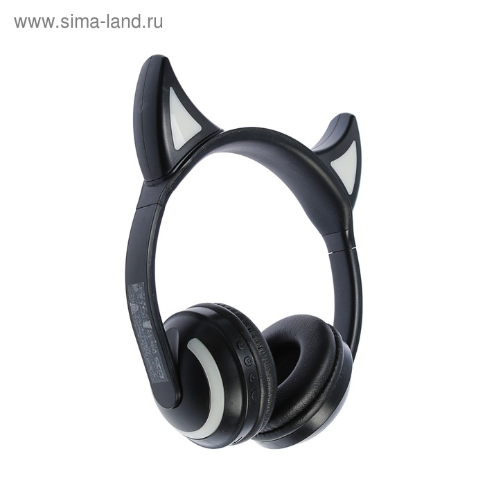 фото Наушники qumo party cat, беспроводные, накладные, микрофон, bt v4.2, 360 мач, чёрные