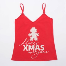 

Комплект женский (майка, шорты) KAFTAN "Xmas", размер 48, цвет красный