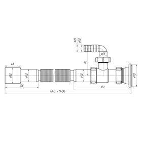 Гофросифон "АНИ" G118, 1 1/2" х 40 мм, удлиненный с отводом, L= 648-1488 мм от Сима-ленд