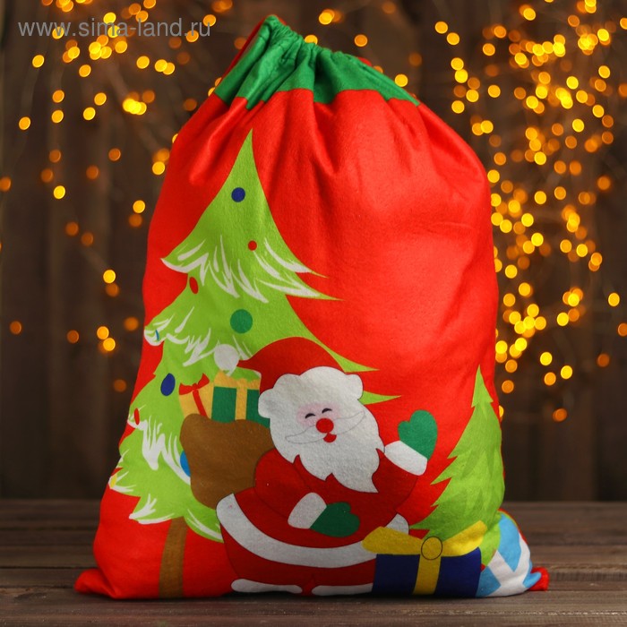 Мешок Деда Мороза «Дедушка с подарками», 58 × 42 см, цвет красный