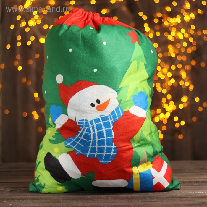 Мешок Деда Мороза «Снеговик», с подарками, 58×42 см