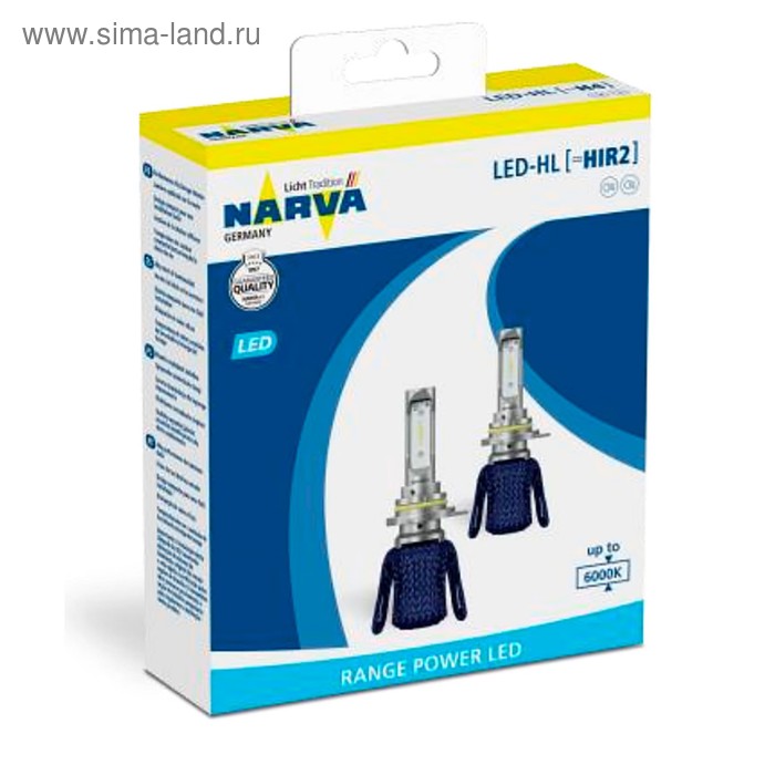 

Лампа светодиодная NARVA Range Power LED 12 В, HIR2, 16 Вт, 6000K, набор 2 шт, 18015