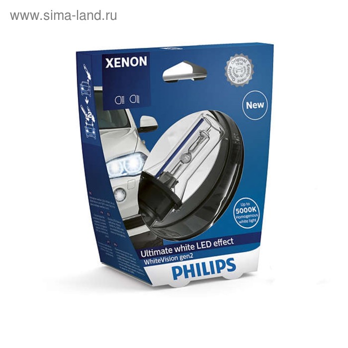 фото Лампа ксеноновая philips whitevision d1s, 5000k, 35 вт, 85415whv2s1