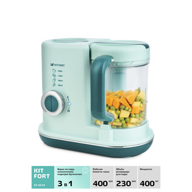 

Блендер-пароварка КТ-2314, 400 Вт, 0.4 л, бирюзовая