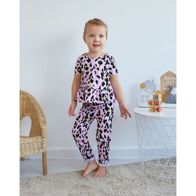 Брюки для девочки MINAKU "Леопард", рост 92 см, цвет розовый леопард