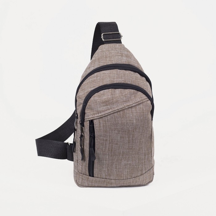 фото Сумка-рюкзак на одной лямке, 2 отдела на молниях, наружный карман, цвет бежевый зфтс