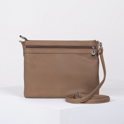 Сумка жен 734, 27*8*21 , отд с перег на молнии, н/карман, регул ремень, св. коричн