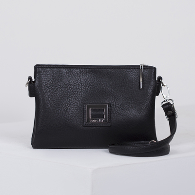 Сумка жен 924, 30*5*15, 2 отд на молнии, н/карман,  длин ремень, черн