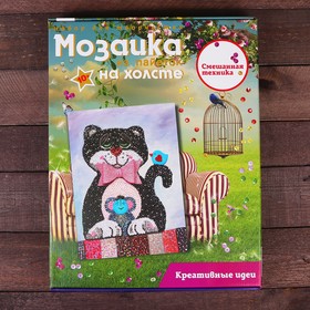 

Мозаика из пайеток на холсте "Кошки-мышки"
