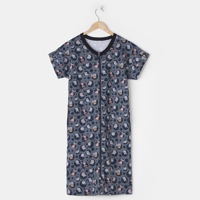 Халат женский на молнии, цвет серый, размер 42