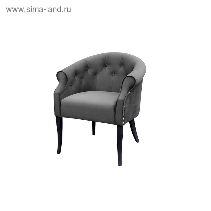 Кресло «Милан», ткань велюр, молдинг никель, опоры массив венге, цвет грей кресло неаполь ткань китон опоры венге цвет охра
