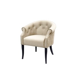 Кресло «Милан», ткань велюр, молдинг никель, опоры массив венге, цвет боне