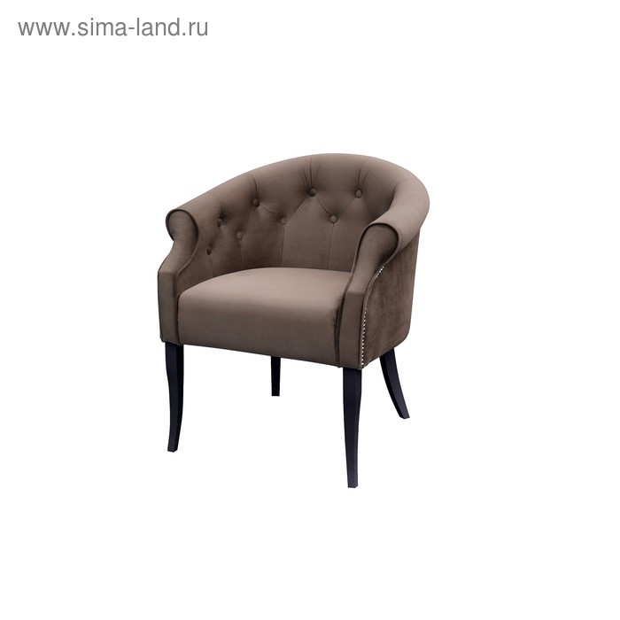 Кресло «Милан», ткань велюр, молдинг никель, опоры массив венге, цвет шоколад