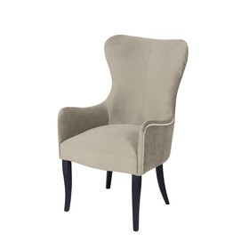 Кресло «Лари», ткань велюр, молдинг бронза, опоры массив венге, цвет боне