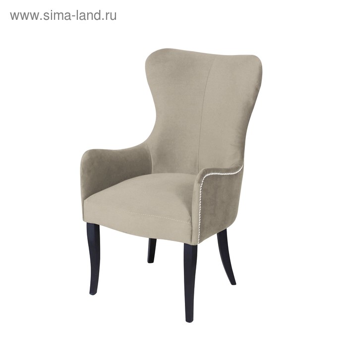 Кресло «Лари», ткань велюр, молдинг бронза, опоры массив венге, цвет боне
