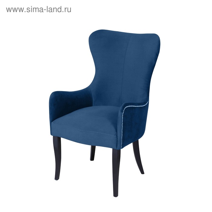 Кресло «Лари», ткань велюр, молдинг бронза, опоры массив венге, цвет океан