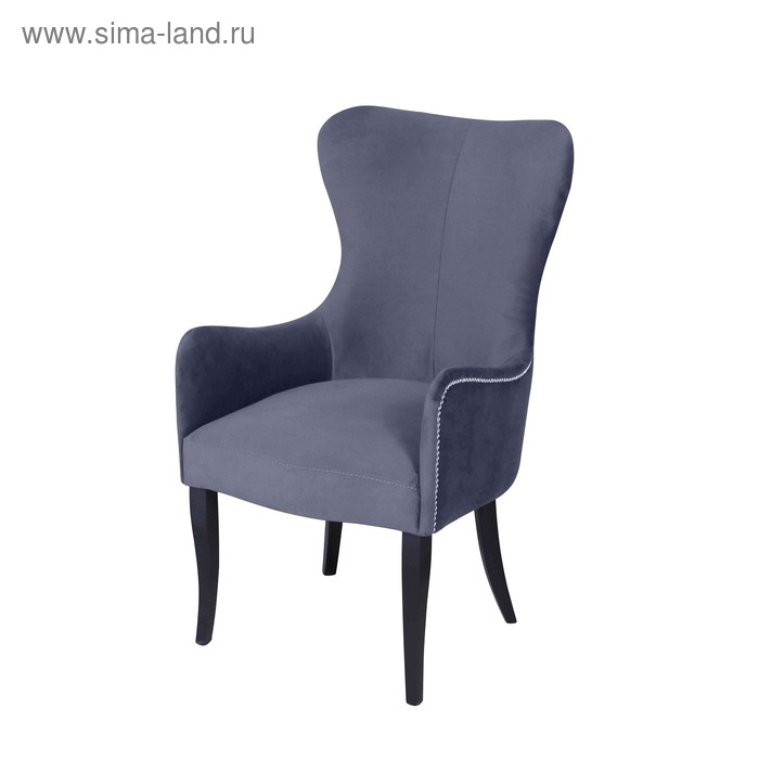 Кресло «Лари», ткань велюр, молдинг бронза, опоры массив венге, цвет грей