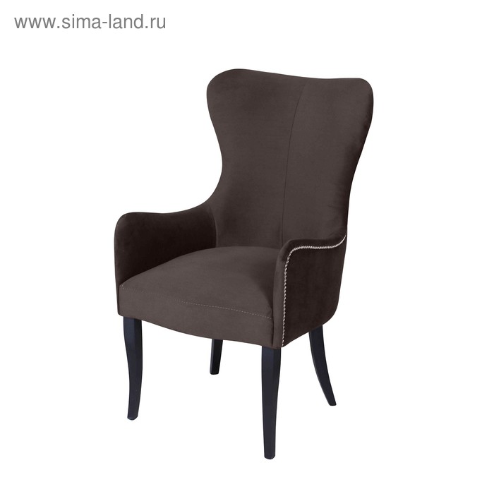 Кресло «Лари», ткань велюр, молдинг бронза, опоры массив венге, цвет шоколад